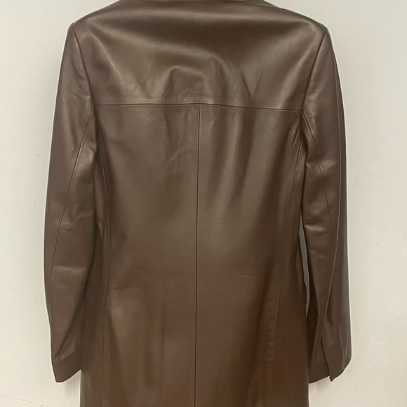 Women jacket blazer lambskin brown modern fit button front 2 pocket front - Picture 3 of 4
